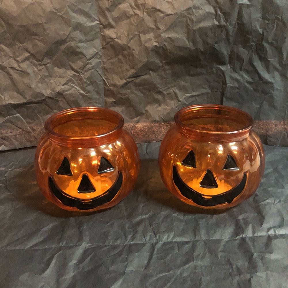 Halloween pumpkin candle holders